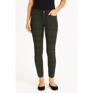 Vintage Ralph Lauren Plaid Skinny Pants Green Tartan Check Y2K Preppy Sz 10
